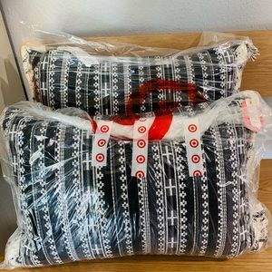 2 OPALHOUSE X JUNGALOW Velvet Embroidered Striped Lumbar Throw Pillow